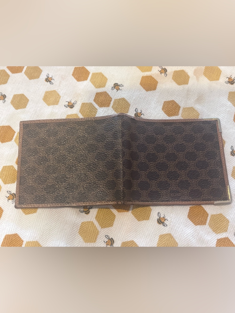 Authentic Celine Brown Leather Bi-Fold Card Holder Wallet